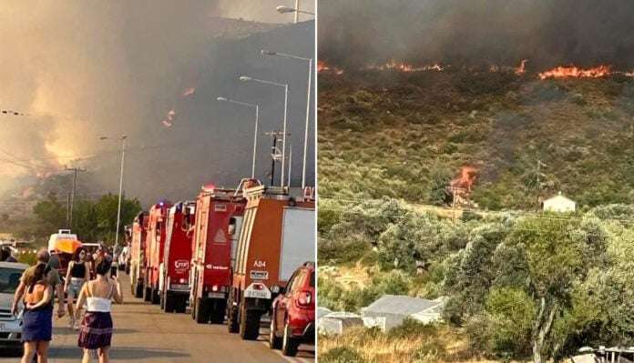 Πύρινη κόλαση στην Εύβοια με τριπλό μέτωπο φωτιάς – Σε επιφυλακή και το Λιμενικό