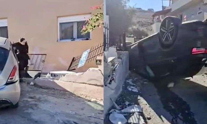 Χανιά: Σοβαρό τροχαίο στην Ανώπολη – Αυτοκίνητο ανετράπη ενώ κατέρρευσε και φράχτης σπιτιού