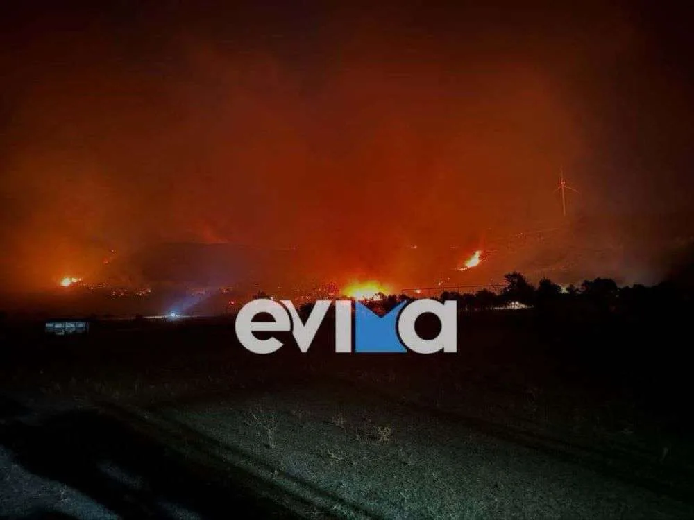 Φωτιά σε δασική έκταση στην Κάρυστο – Δύσβατο το σημείο