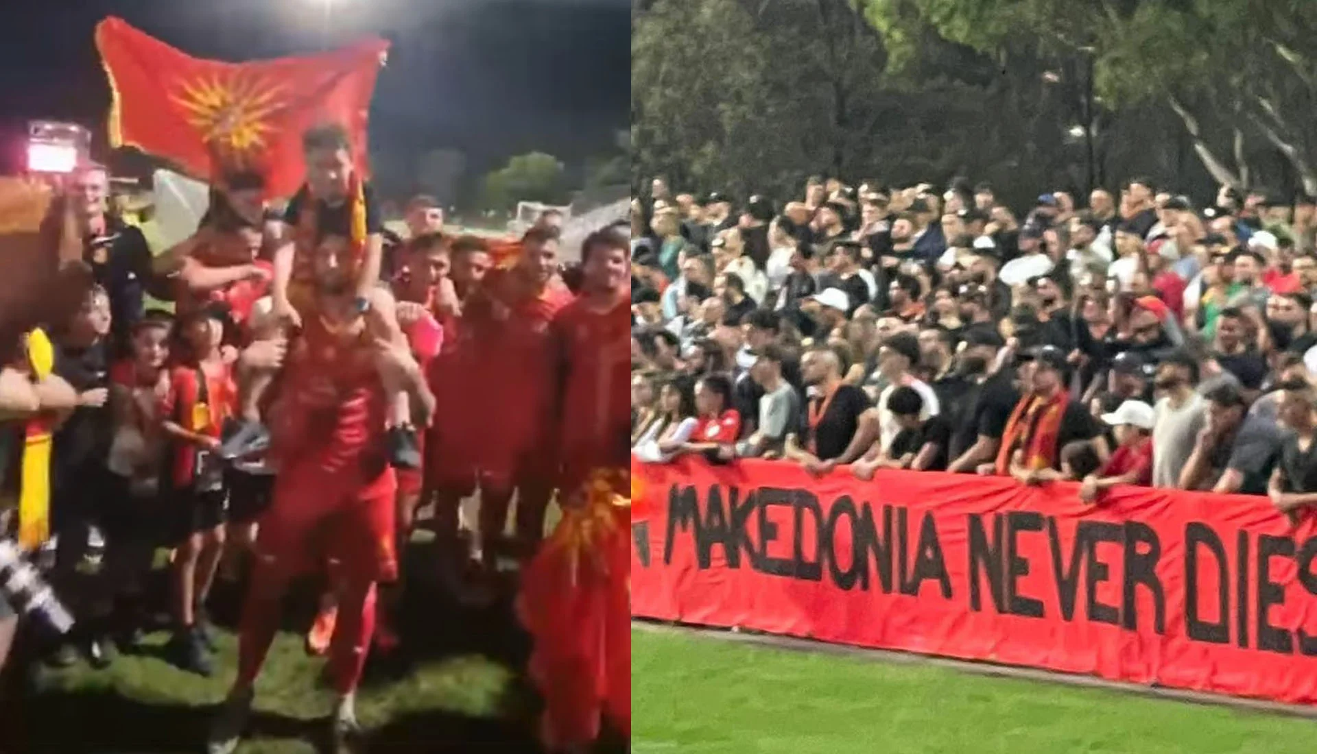 Βλέπει το ΥΠΕΞ ; Σκοπιανοί Δείχνουν τον Ήλιο της Βεργίνας και Πανό «Μακεδονία» στην Αυστραλία