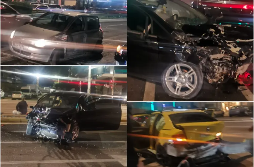 «ΧΑΟΣ στη λεωφόρο Ποσειδώνος» τα ξημερώματα – 7 οχήματα καρφώθηκαν το ένα πάνω στο άλλο