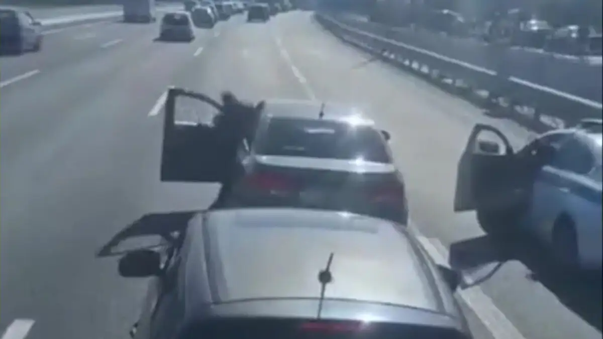 Οδηγός «φρενάρει» την κυκλοφορία και κάνει την ανάγκη του στον δρόμο (Βίντεο)