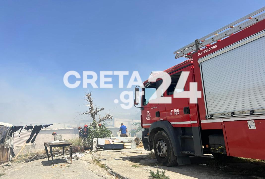 Πυρκαγιά σε καταυλισμό Ρομά στο Ηράκλειο