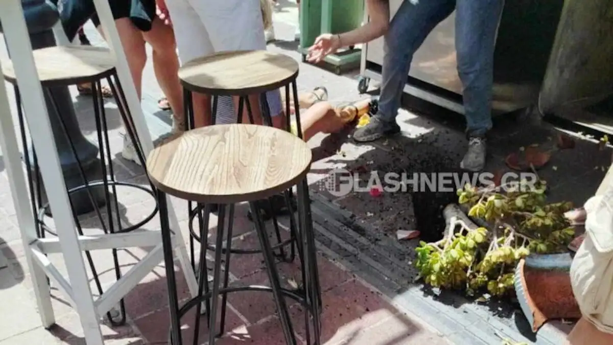 Τουρίστρια γλύτωσε το χειρότερο- «Δέχθηκε» γλάστρα στο κεφάλι της