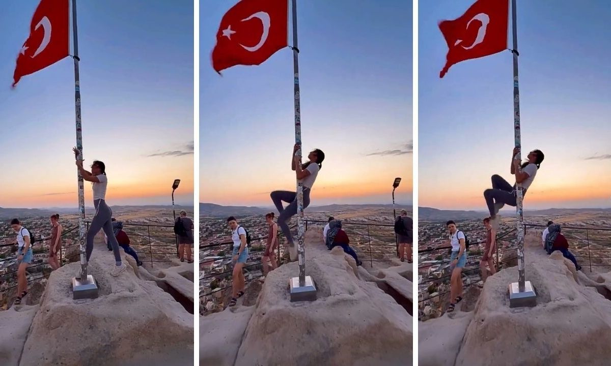 Τουρκία: Τουρίστρια έκανε «pole dancing» σε στύλο με την τουρκική σημαία [ΒΙΝΤΕΟ]