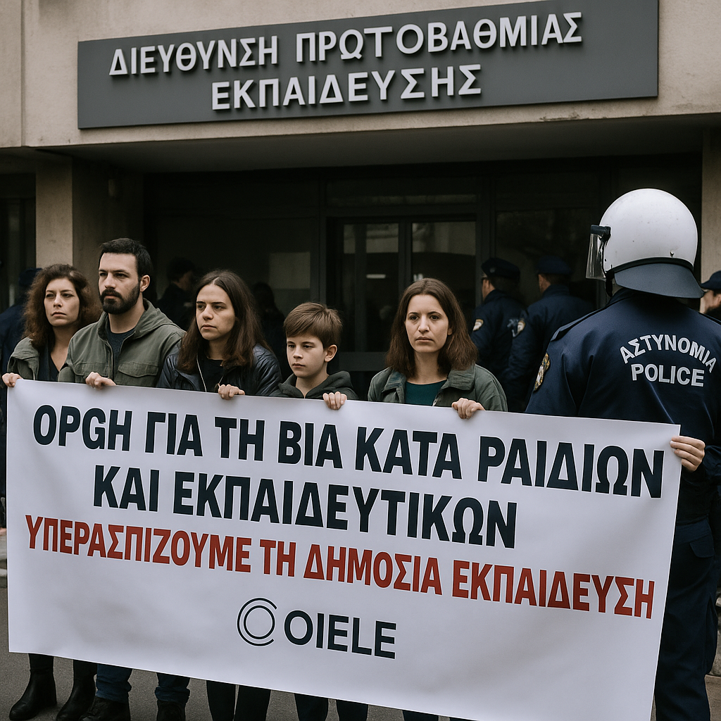 Οργή για τη βία κατά παιδιών και εκπαιδευτικών στη διαμαρτυρία έξω από τη Διεύθυνση Εκπαίδευσης – Ανακοίνωση της ΟΙΕΛΕ