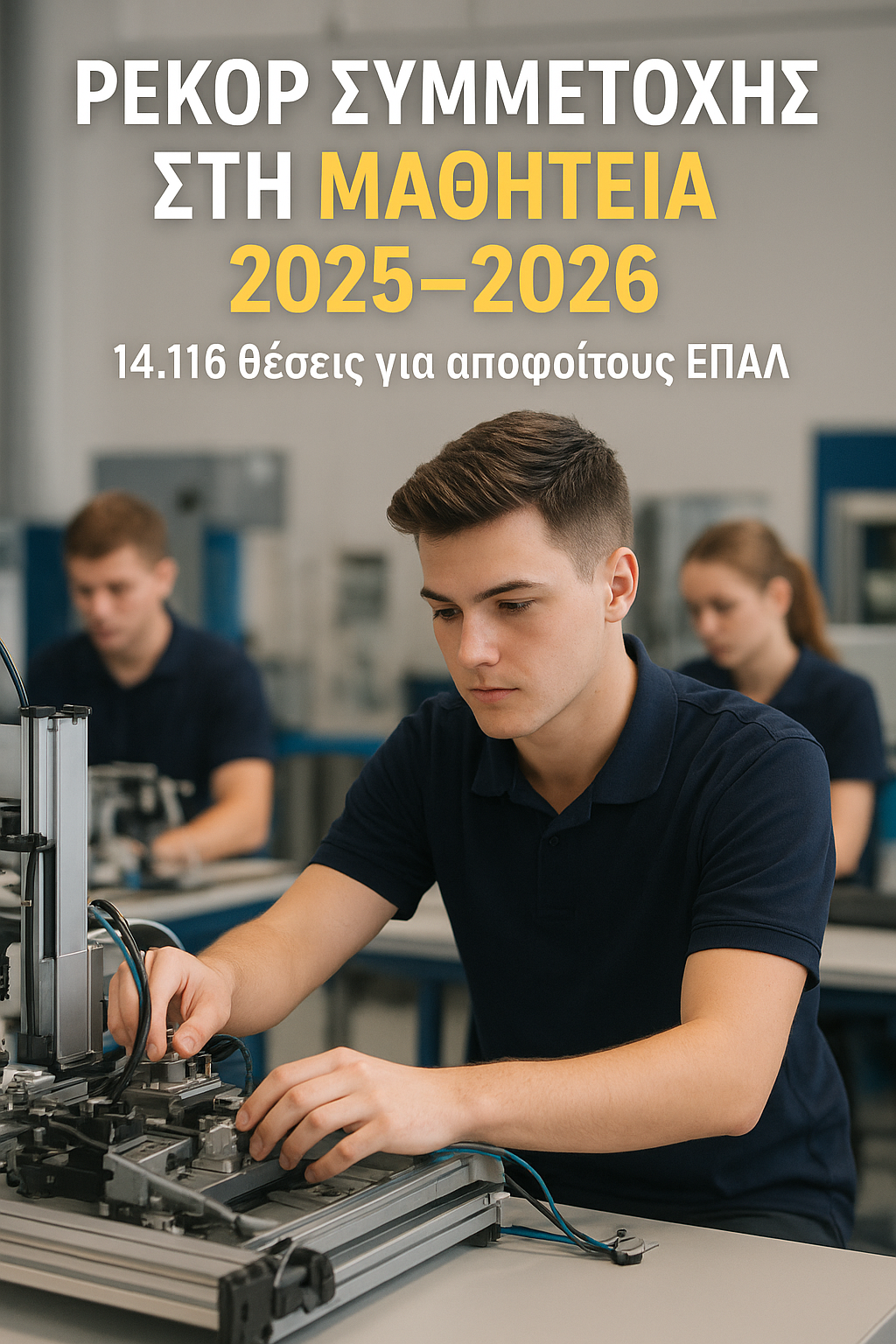 Ρεκόρ συμμετοχής στη Μαθητεία 2025–2026: 14.116 θέσεις για αποφοίτους ΕΠΑΛ