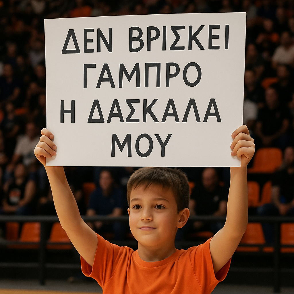 11χρονος «πρωταγωνιστής» σε αγώνα μπάσκετ με πλακάτ για… τη δασκάλα του.