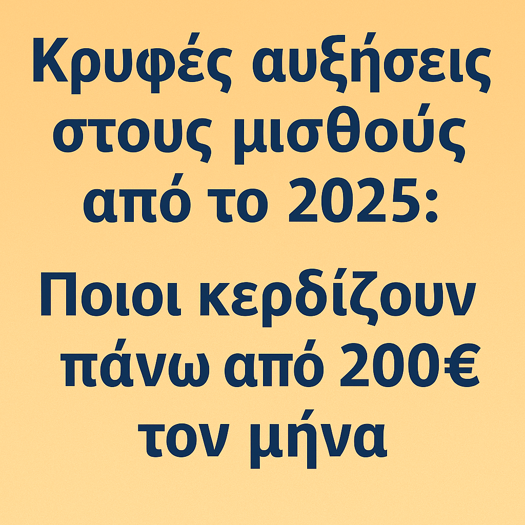 Κρυφές αυξήσεις στους μισθούς από το 2025: Ποιοι κερδίζουν πάνω από 200€ τον μήνα.