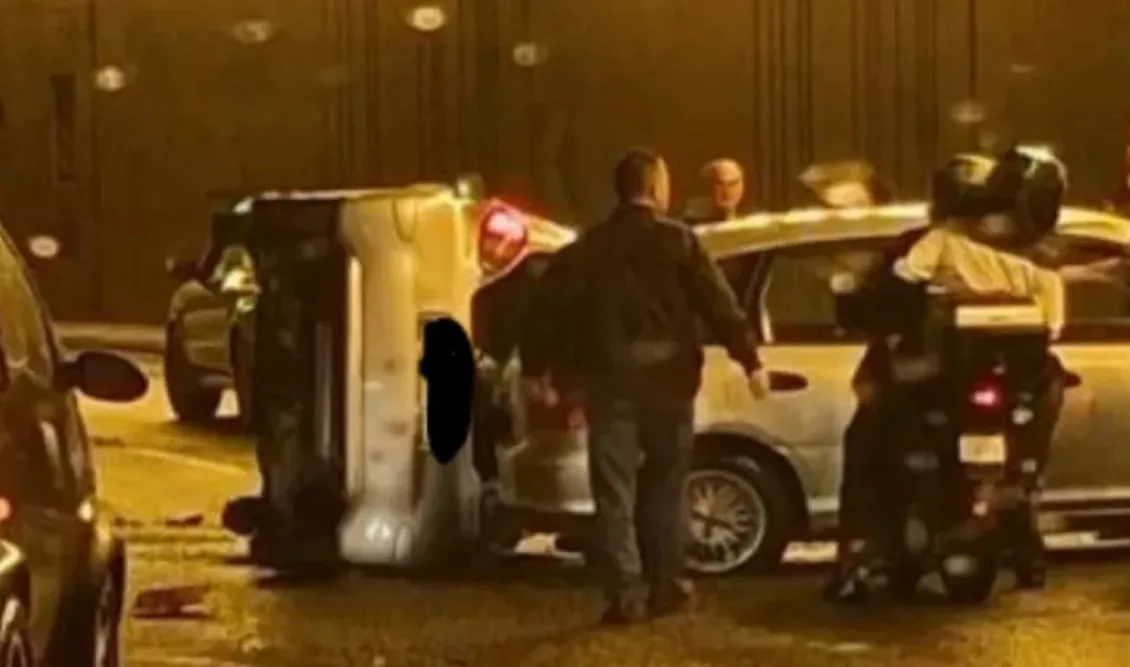 Ανατροπή ΙΧ σε τροχαίο στη γέφυρα Χαμοστέρνας τα ξημερώματα