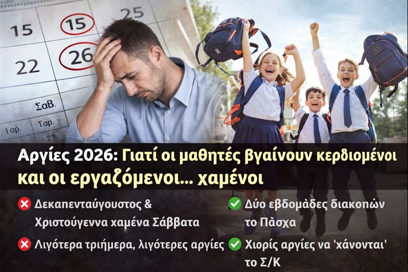 Αργίες που… πονάνε: Γιατί το 2026 δεν χαμογελά στους εργαζόμενους