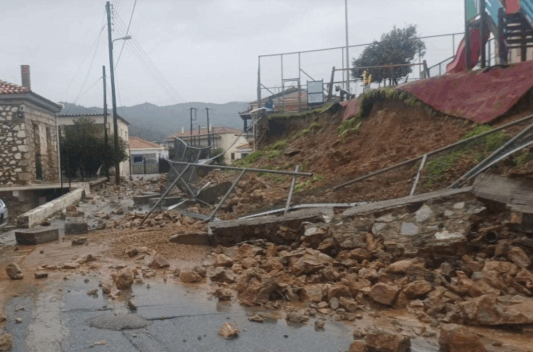 Σοβαρά προβλήματα στη Λακωνία από την κακοκαιρία Byron – Κατέρρευσε μάντρα σχολείου
