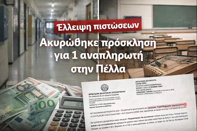 Αναπληρωτές: Ακυρώθηκε τοπική πρόσκληση στην Πέλλα λόγω έλλειψης πιστώσεων