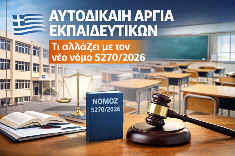 Αυτοδίκαιη αργία εκπαιδευτικών: Τι αλλάζει με τον νέο νόμο 5270/2026