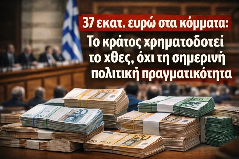 37 εκατ. ευρώ στα κόμματα: Το κράτος χρηματοδοτεί το χθες, όχι τη σημερινή πολιτική πραγματικότητα
