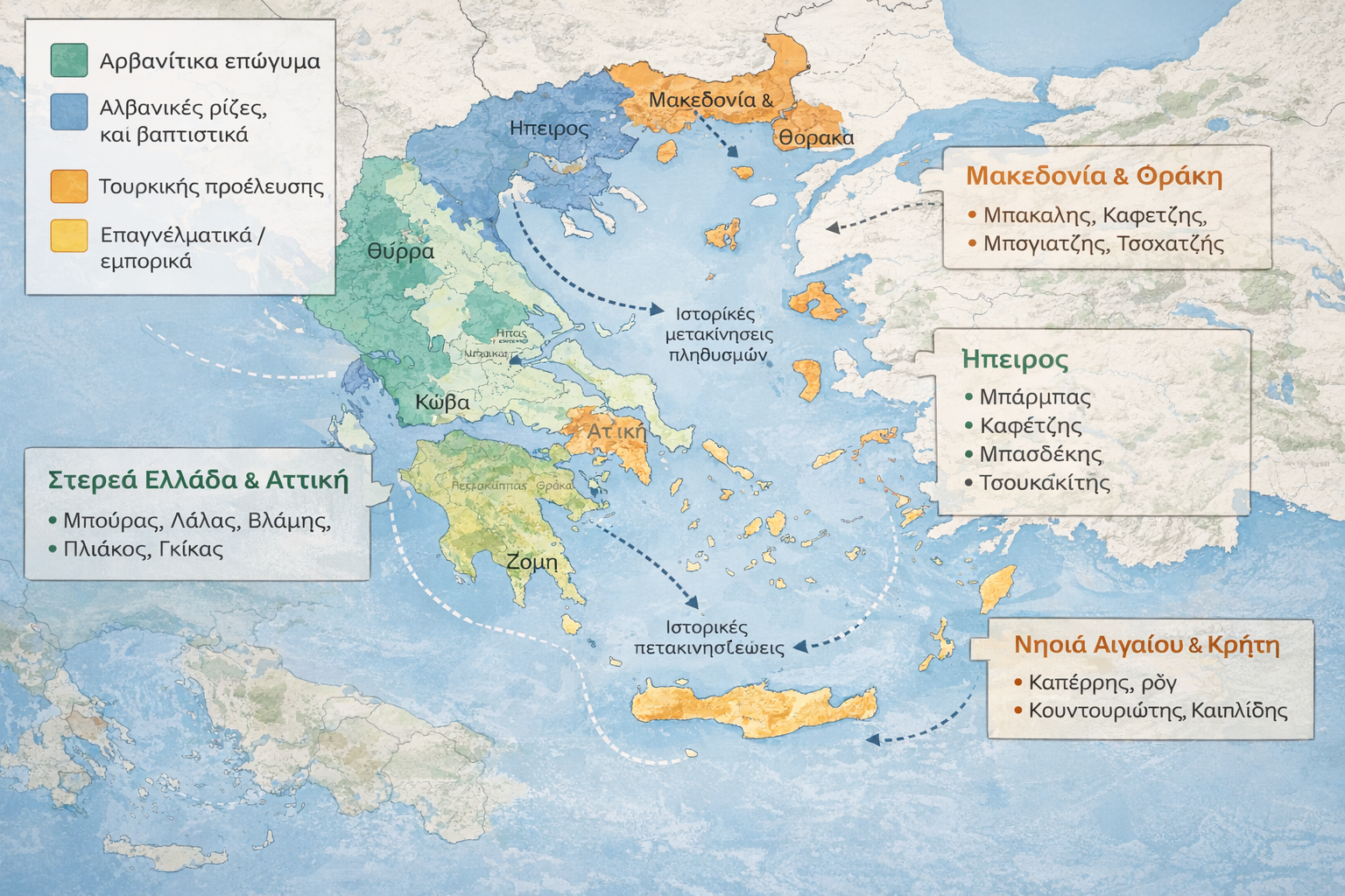 Ελληνικά επώνυμα με βαλκανική καταγωγή: Περισσότερα παραδείγματα και οι ιστορίες τους