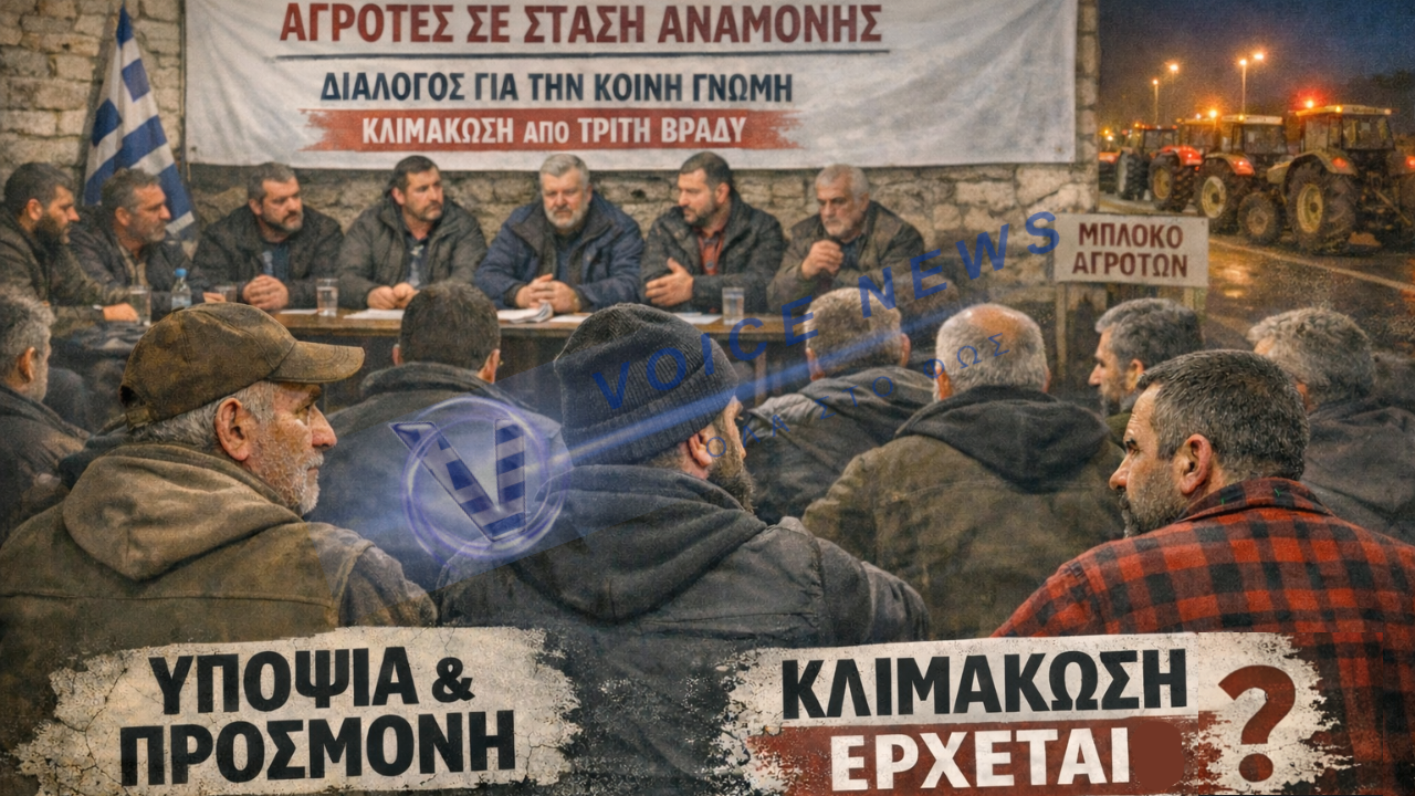 ΑΓΡΟΤΕΣ ΣΕ ΣΤΑΣΗ ΑΝΑΜΟΝΗΣ: ΔΙΑΛΟΓΟΣ ΓΙΑ ΤΗΝ ΚΟΙΝΗ ΓΝΩΜΗ, ΚΛΙΜΑΚΩΣΗ ΑΠΟ ΤΡΙΤΗ ΒΡΑΔΥ