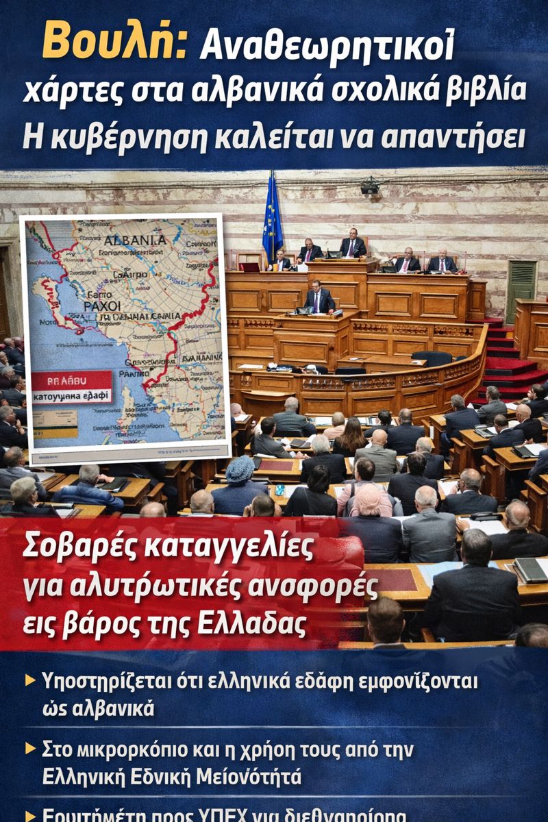Στο επίκεντρο τα αλβανικά σχολικά βιβλία και οι αναθεωρητικές αναφορές κατά της Ελλάδας