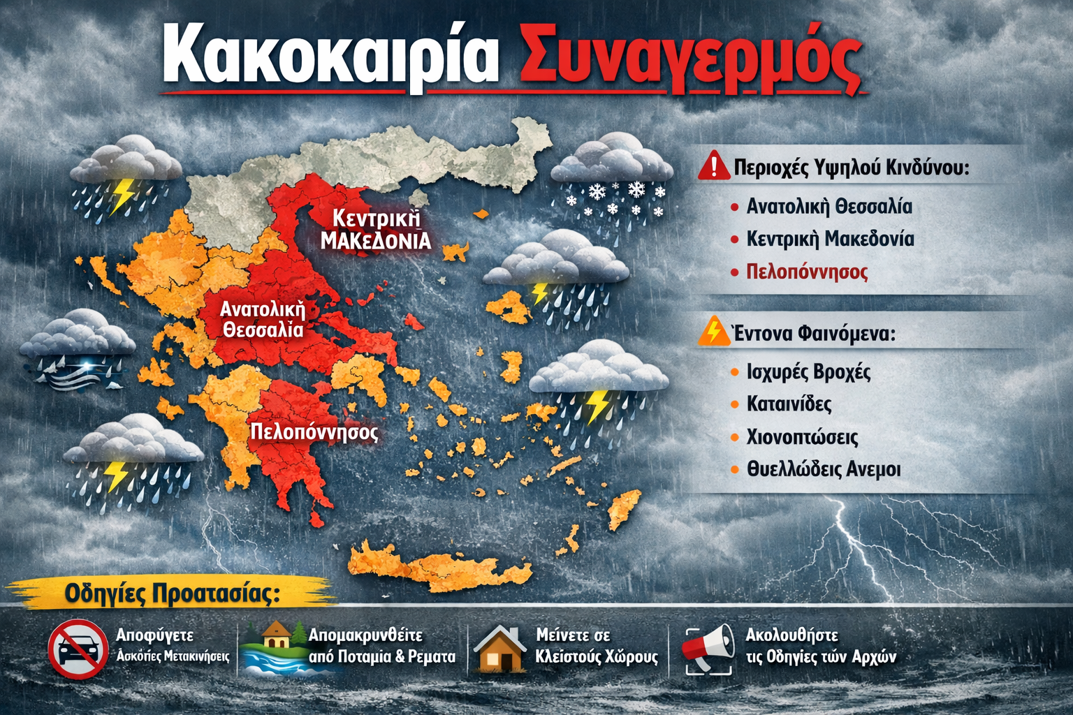 Κόκκινος Συναγερμός: Σαρωτικό Κύμα Κακοκαιρίας την Κυριακή 1 Φεβρουαρίου