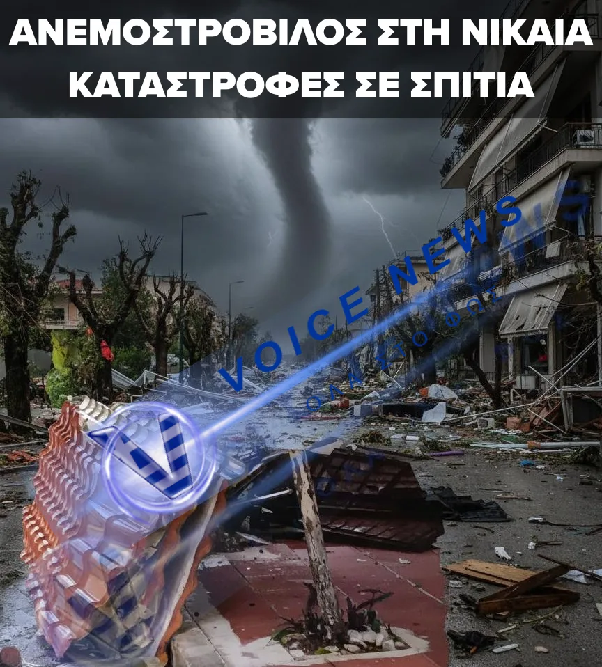 [ΕΙΚΟΝΕΣ] ΑΝΕΜΟΣΤΡΟΒΙΛΟΣ ΣΤΗ ΝΙΚΑΙΑ – ΚΑΤΕΡΡΕΥΣΑΝ ΟΡΟΦΕΣ