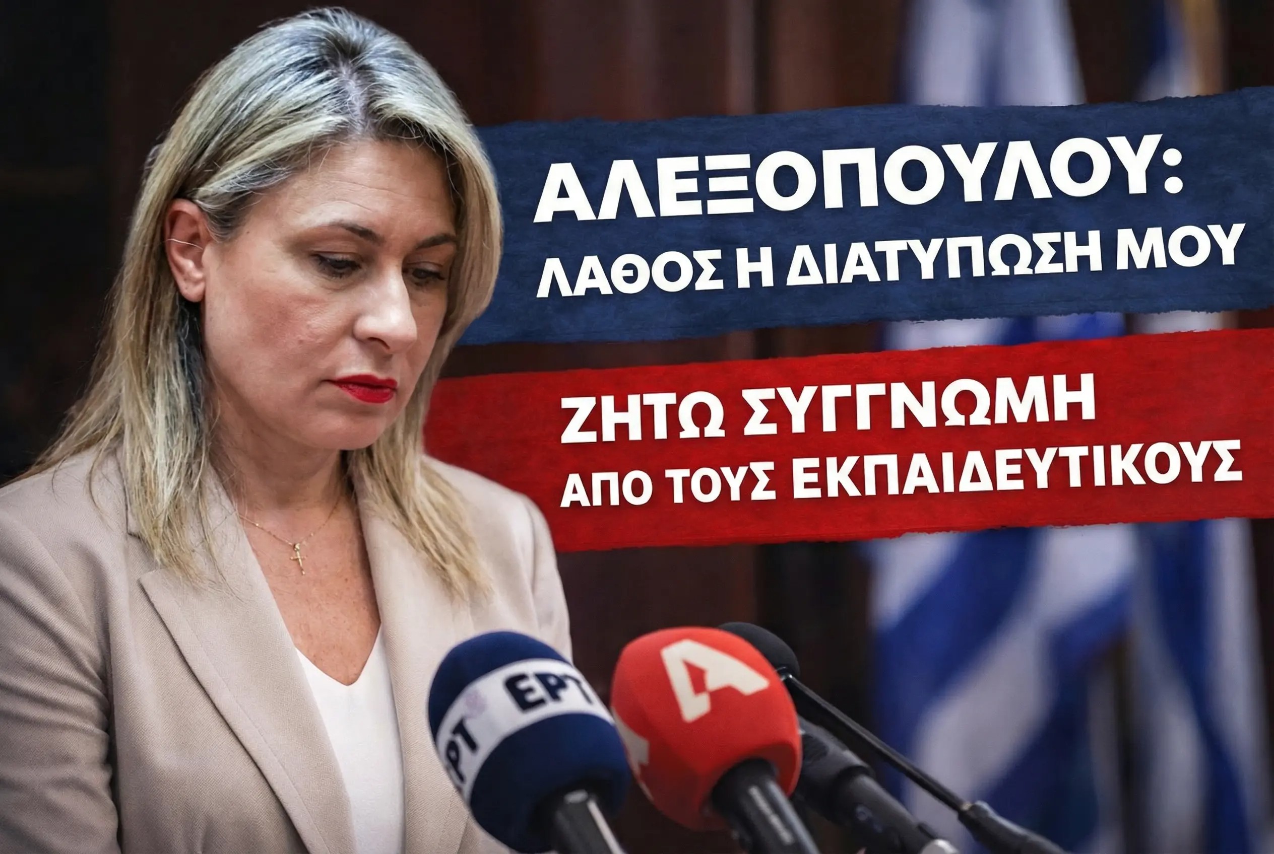 Αλεξοπούλου μετά τις αντιδράσεις: Λάθος η διατύπωσή μου – Ζητώ συγγνώμη από τους εκπαιδευτικούς