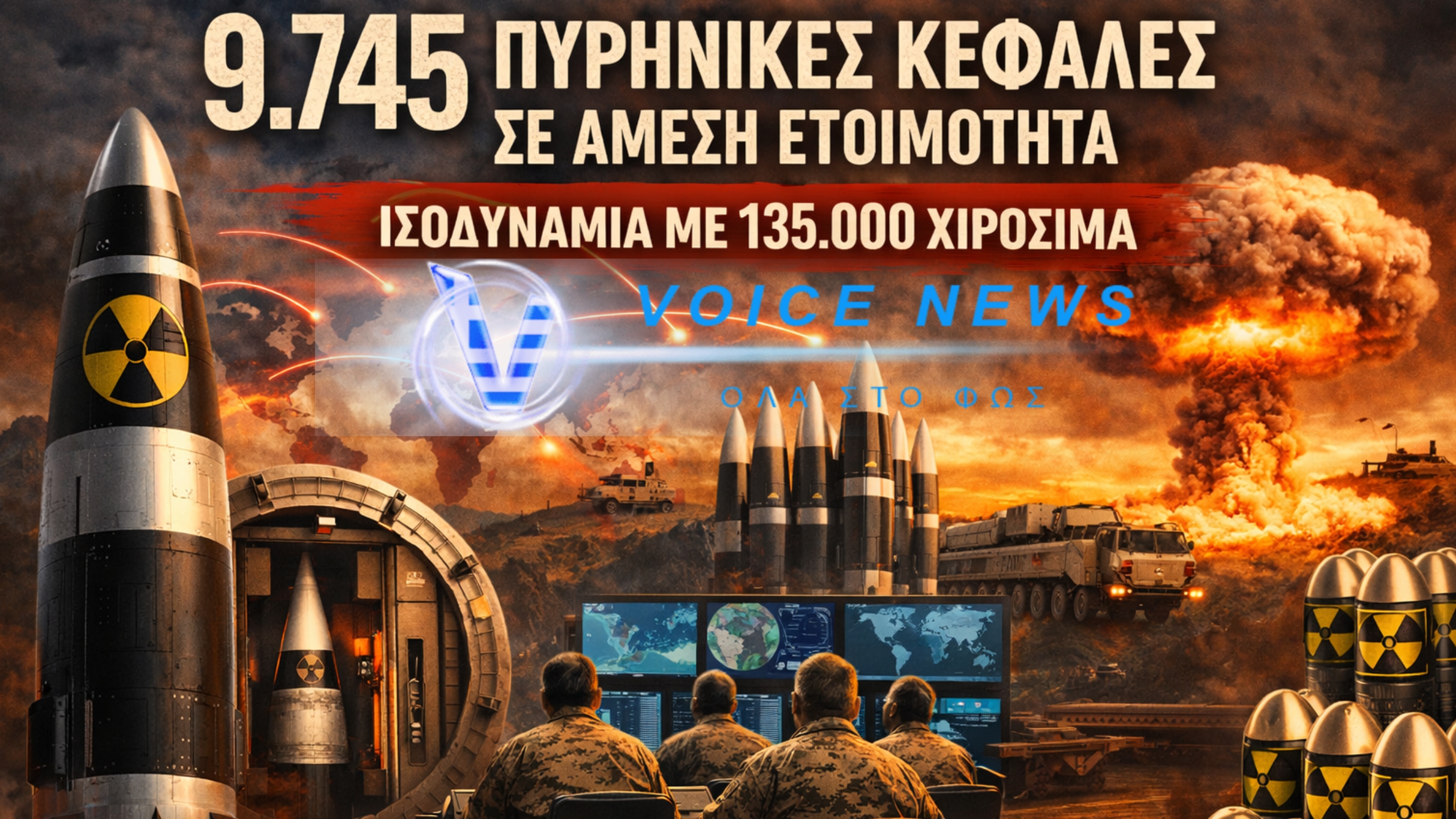 Ο ΚΟΣΜΟΣ ΣΕ ΤΕΝΤΩΜΕΝΟ ΣΧΟΙΝΙ: 9.745 ΠΥΡΗΝΙΚΕΣ ΚΕΦΑΛΕΣ ΒΡΙΣΚΟΝΤΑΙ ΣΤΟ «ΚΟΚΚΙΝΟ» ΤΗΣ ΕΤΟΙΜΟΤΗΤΑΣ