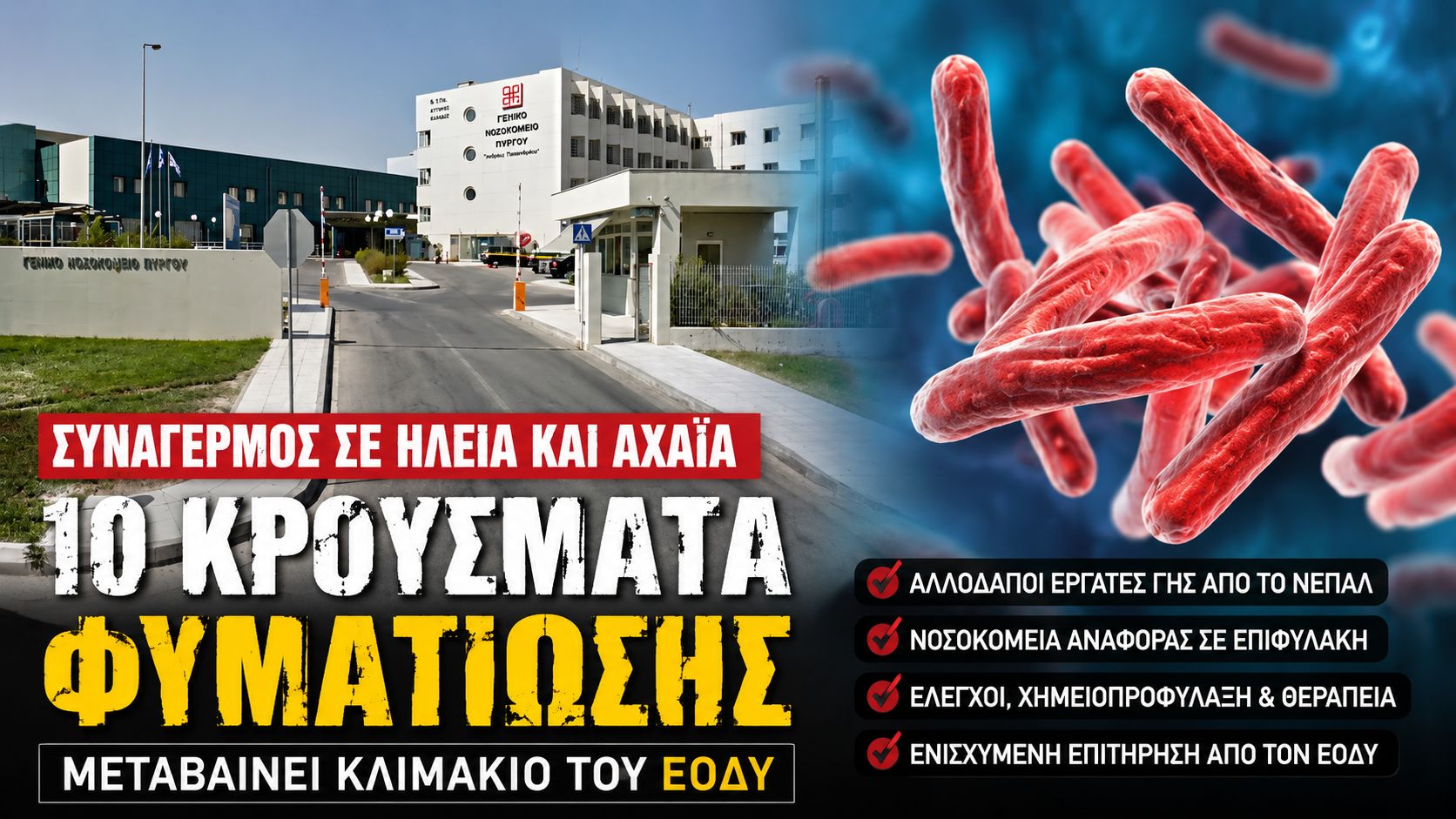 Συναγερμός σε Ηλεία και Αχαία για 10 κρούσματα φυματίωσης 