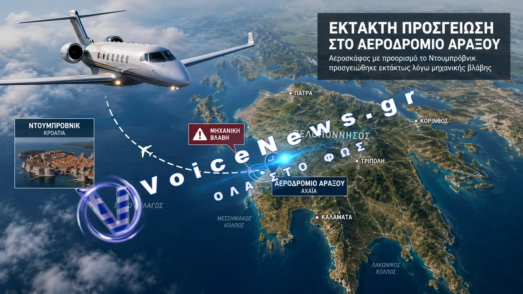 Έκτακτη προσγείωση αεροσκάφους στο Αεροδρόμιο Αράξου μετά από μηχανική βλάβη