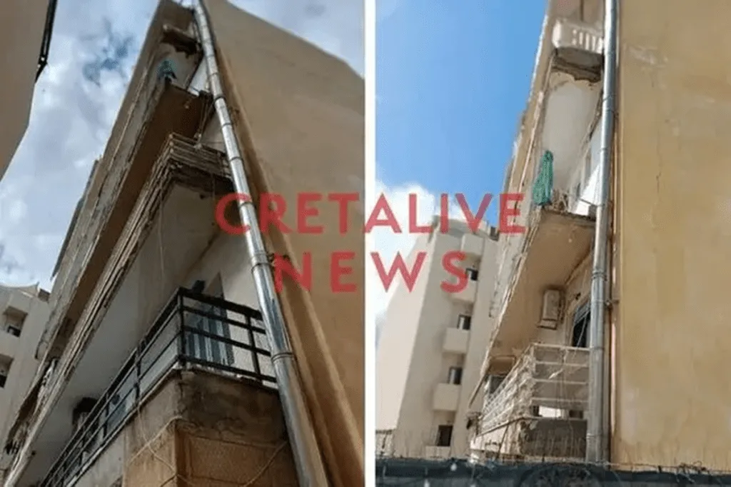 Ηράκλειο: Κατέρρευσε μπαλκόνι από τον 5ο όροφο στο κέντρο της πόλης!