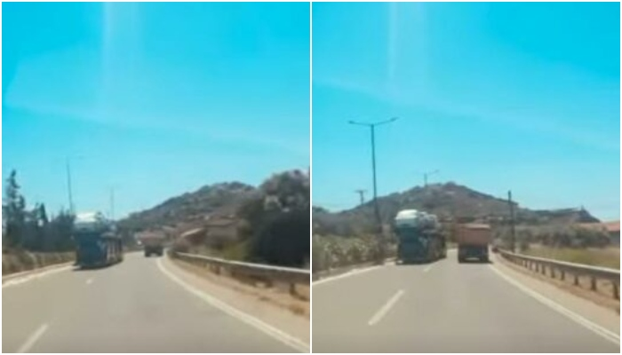Τρόμος στη Λεωφόρο Λαυρίου: Φορτηγό-αυτοκινητάμαξα έκανε τρελή προσπέραση και «καρφώθηκε» στη νησίδα