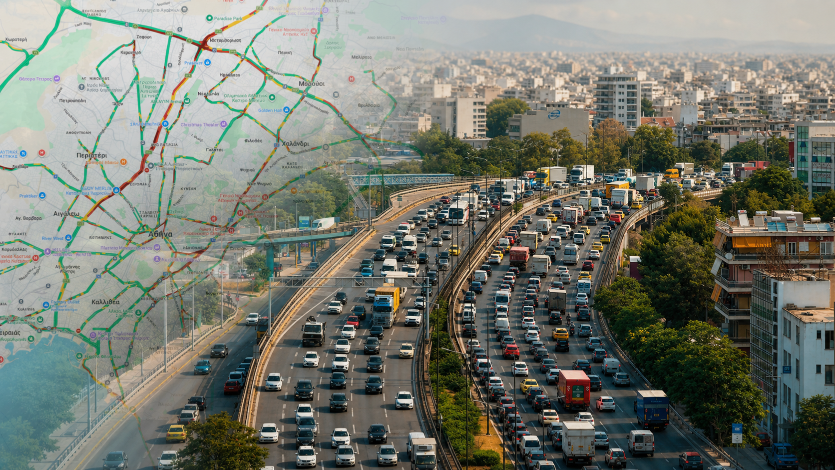 Κίνηση τώρα στην Αττική: μεγάλες καθυστερήσεις σε Κηφισό, Πειραιά και κέντρο