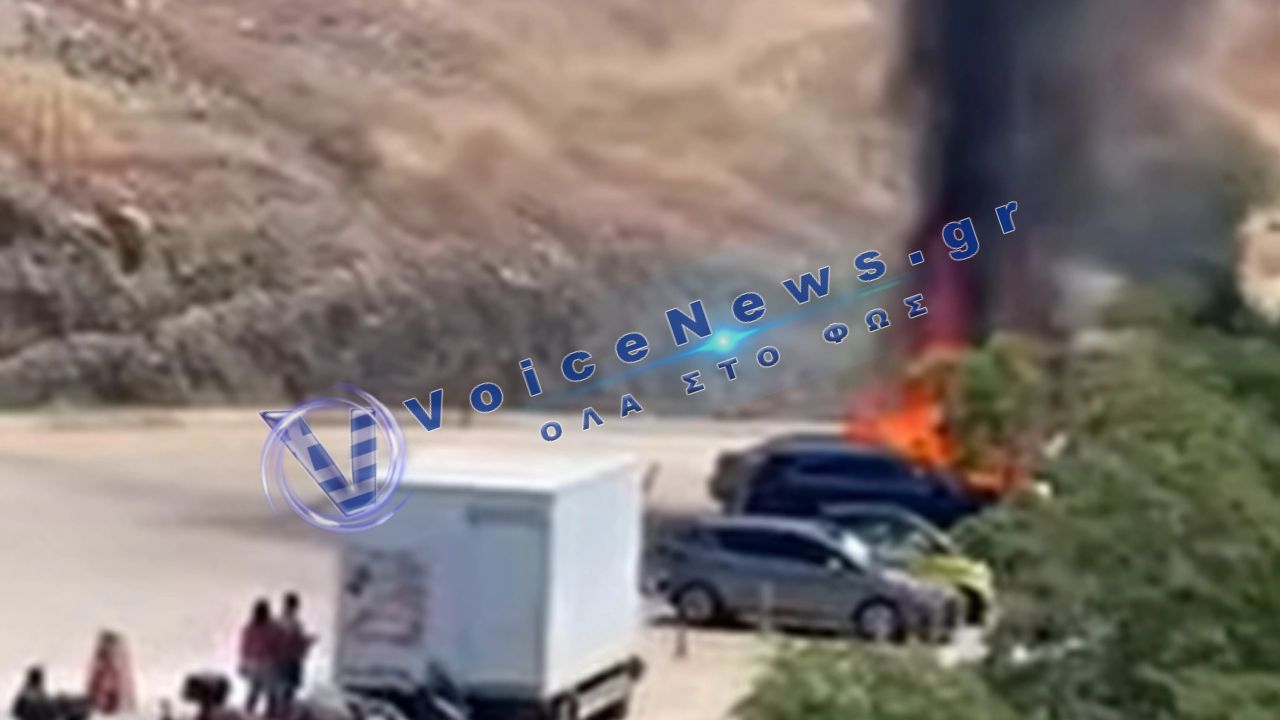 Αναστάτωση στη Μονή Μεγάλου Μετεώρου: Αυτοκίνητο τυλίχθηκε στις φλόγες στο πάρκινγκ