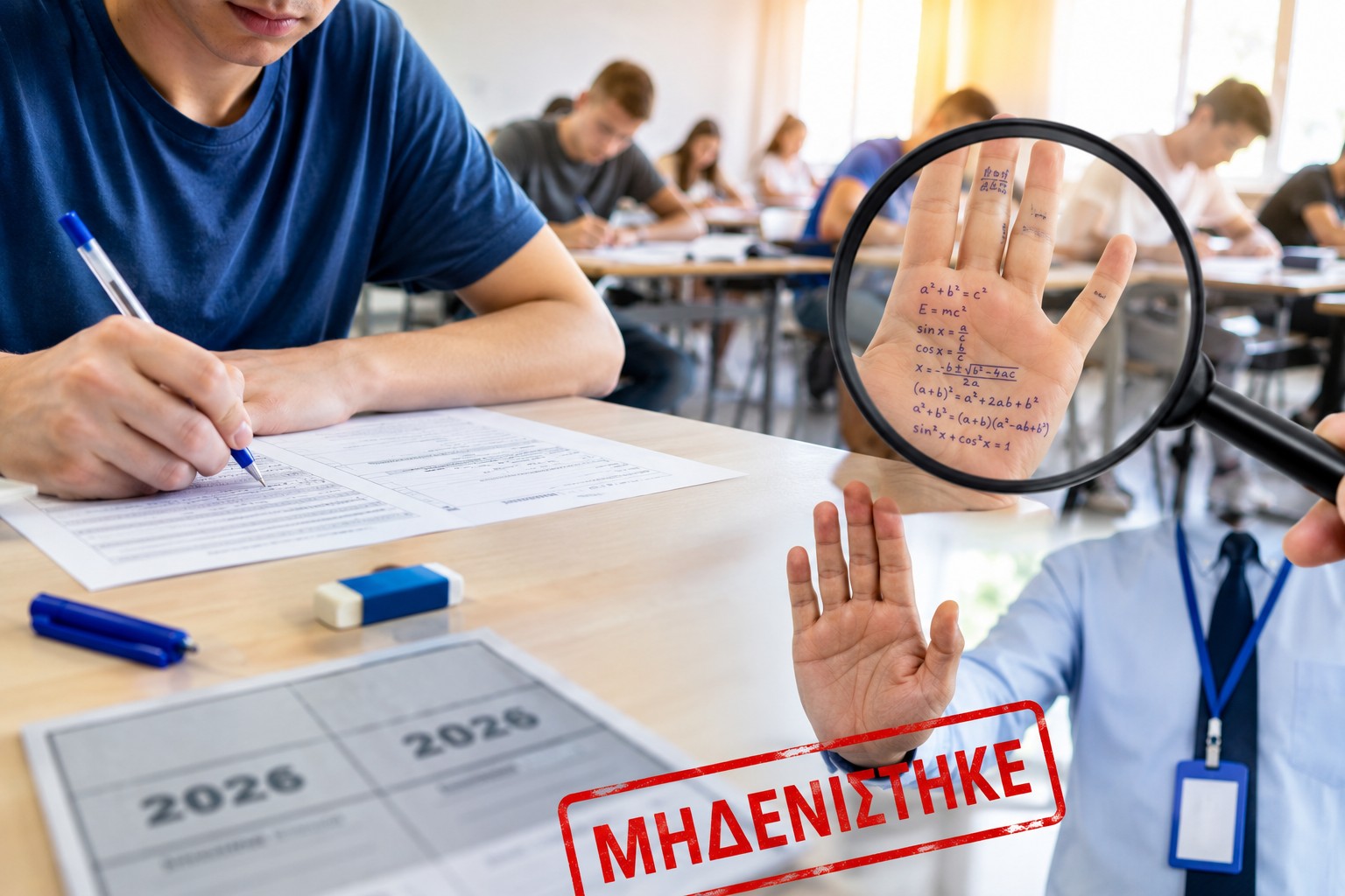 Μηδενίστηκε γραπτό μαθητή στα Μαθηματικά – Πιάστηκε με σκονάκια γραμμένα στα χέρια