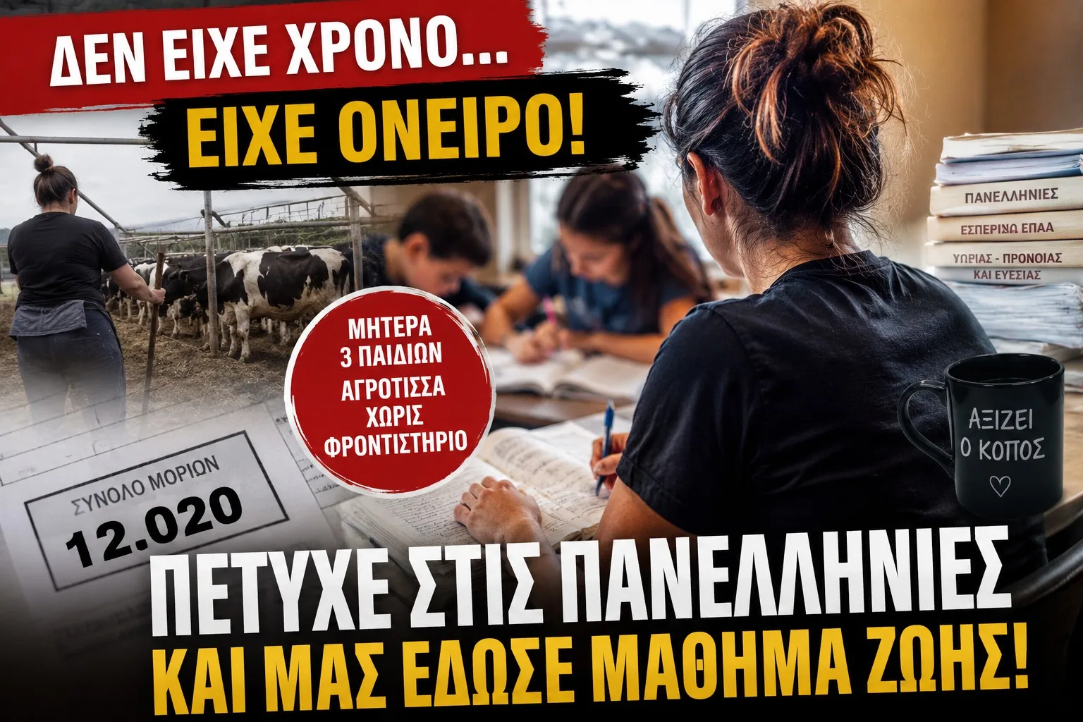 «Τους διέψευσε όλους! Αγρότισσα, μητέρα τριών παιδιών και χωρίς φροντιστήριο πέρασε στις Πανελλαδικές»