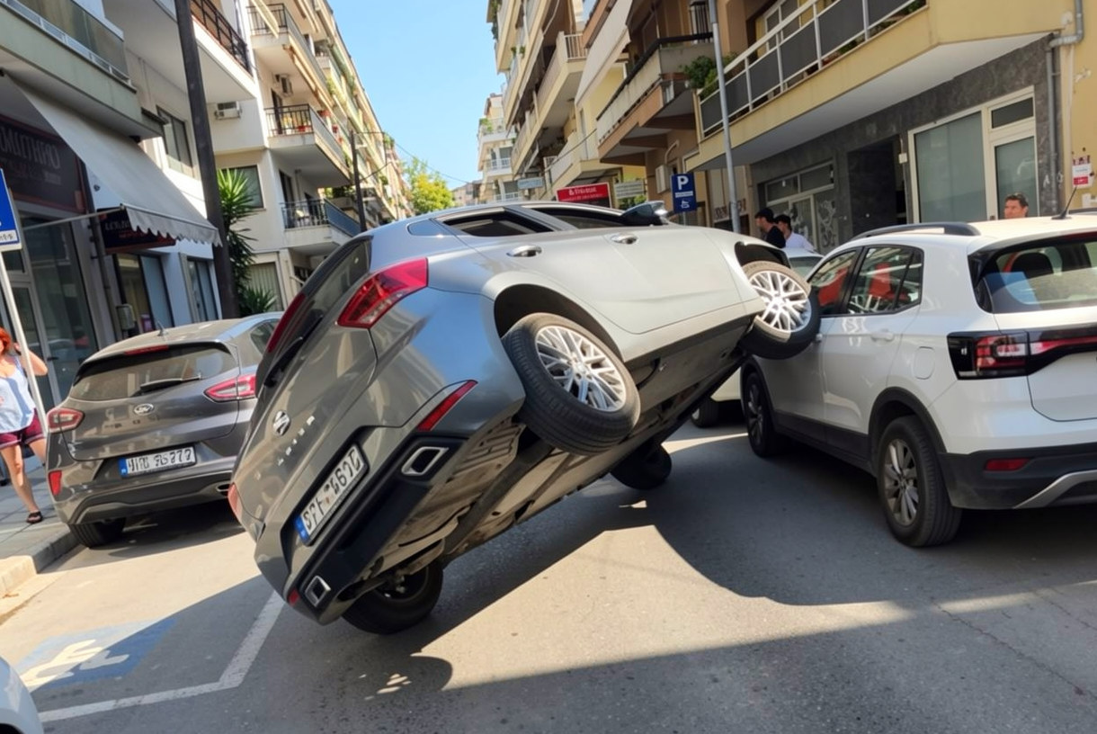 Θεσσαλονίκη: Απίστευτο τροχαίο στο Ντεπώ – Αυτοκίνητο «σκαρφάλωσε» πάνω σε άλλο όχημα