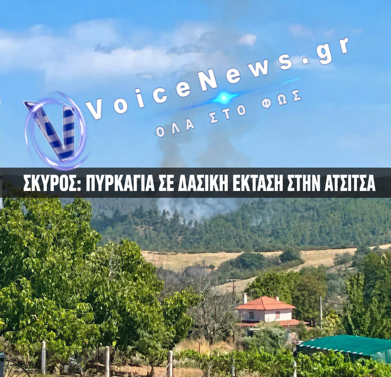 Πυρκαγιά σε δασική έκταση στην περιοχή Ατσίτσα στη Σκύρο