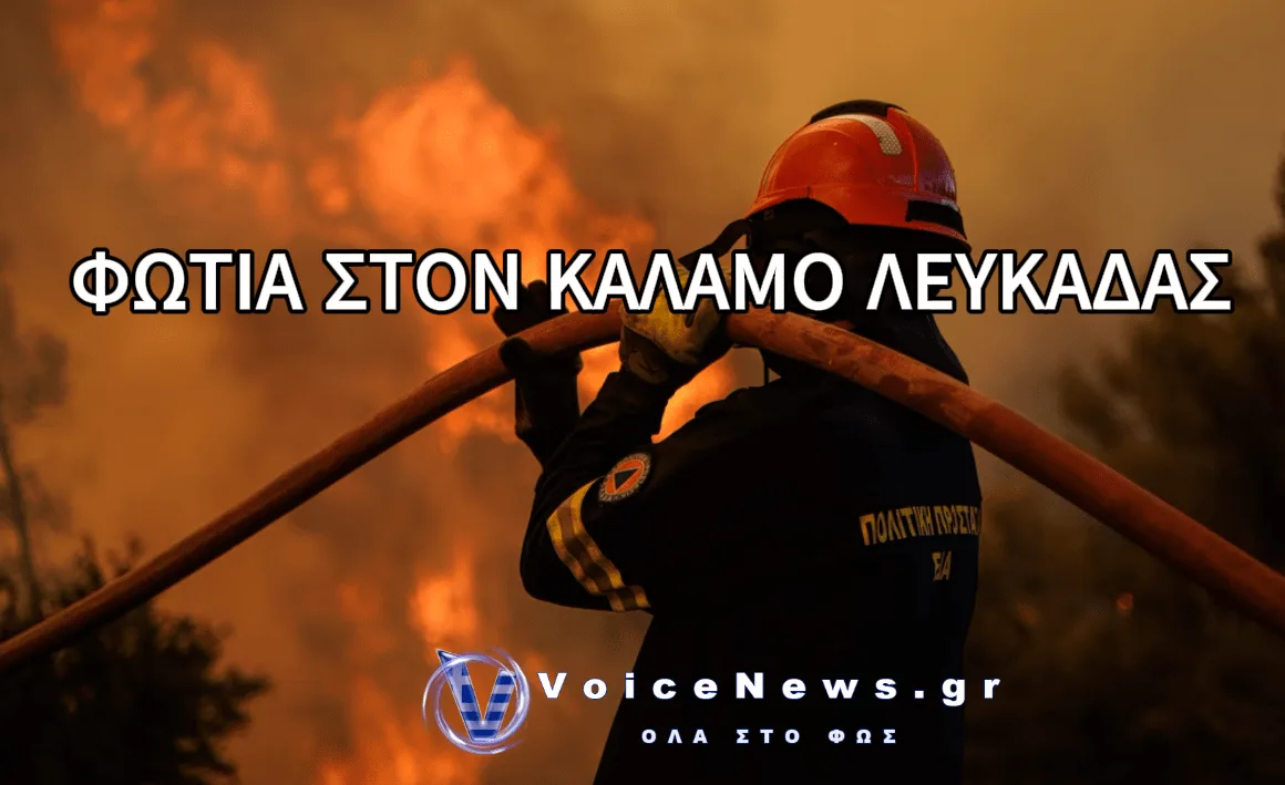 ΠΥΡΚΑΓΙΑ ΣΤΟΝ ΚΑΛΑΜΟ ΛΕΥΚΑΔΑΣ – ΕΠΙΧΕΙΡΟΥΝ ΚΑΙ ΕΝΑΕΡΙΑ ΜΕΣΑ