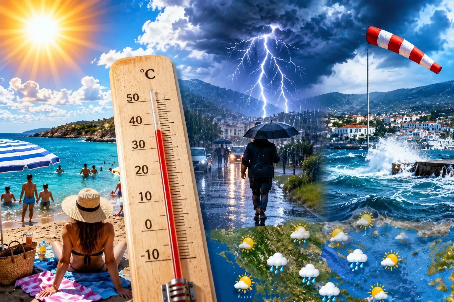 «Μην σας ξεγελάσει ο ήλιος»: 37άρια και ξαφνικές καταιγίδες – Πού ανοίγουν οι ουρανοί