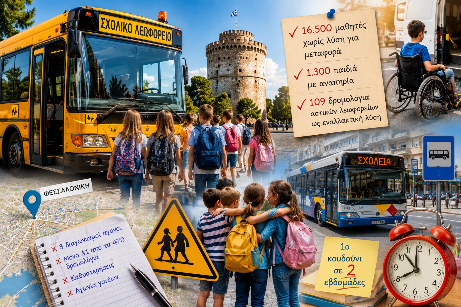 «16.500 μαθητές στον αέρα»: Πρώτο κουδούνι χωρίς λεωφορεία στη Θεσσαλονίκη – Αγωνία για 1.300 παιδιά με αναπηρία